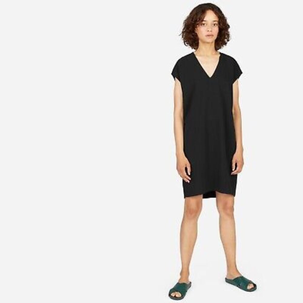 EUC Everlane Japanese GoWeave V-Neck Cocoon Dress - Black, Size 6